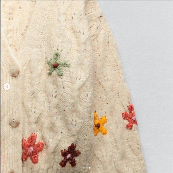 Zara Floral Knit Cardigan NWT - Picture 6 of 7